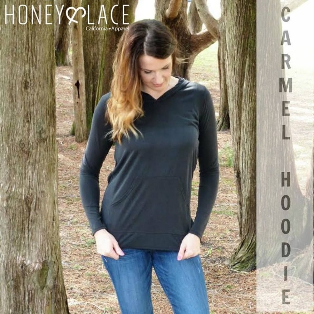 Honey & Lace Carmel Hoodie Grey Gray Small EUC